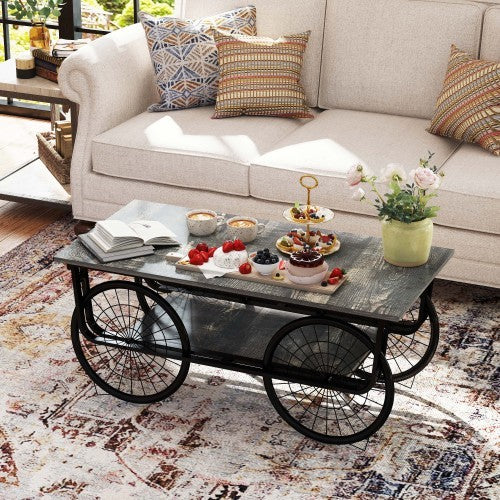 spoked wheel table.
