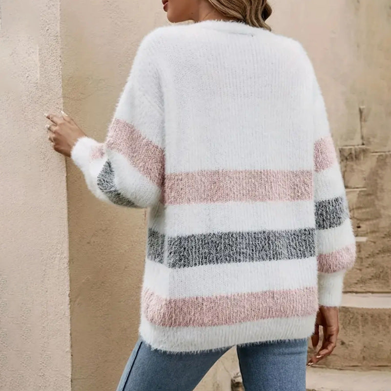 Striped Cardigan Sweater.