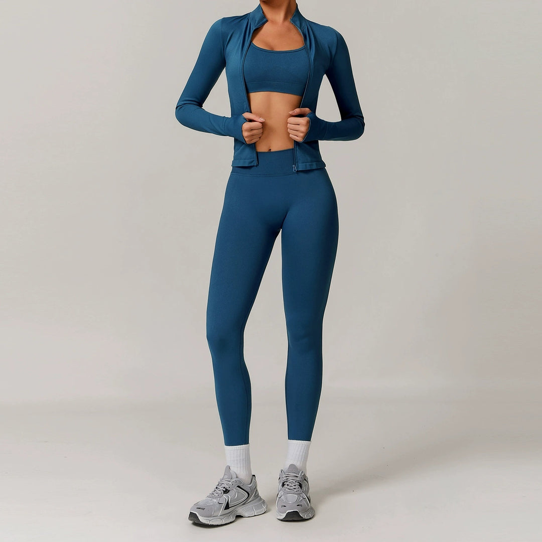 Women's Winter Fleece Thermal Long Sleeves Yoga Clothes Suit