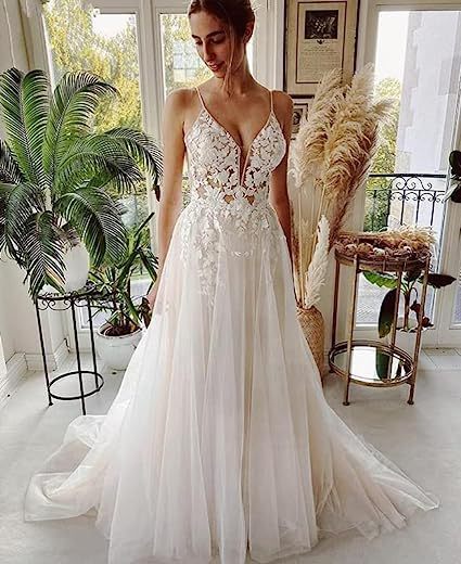 Backless Lace Bridal Gown | Delicate Straps & Graceful Lines c