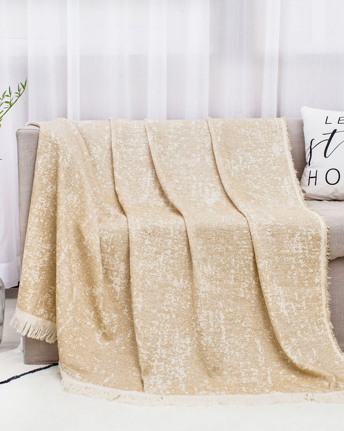 Cotton Linen Plain Class A Simple Ins Style Tassel Blanket