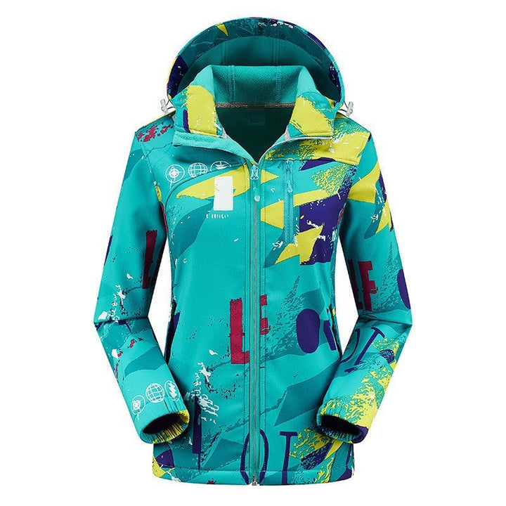 Couple Outdoor Hooded Jacket Color Matching