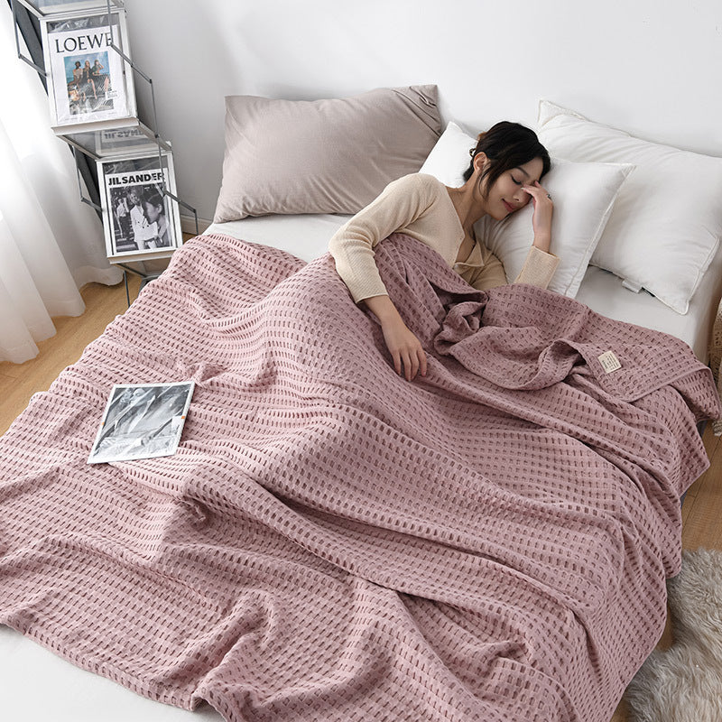 Cotton Waffle Knit Chenille Towel Sofa Cover Blanket
