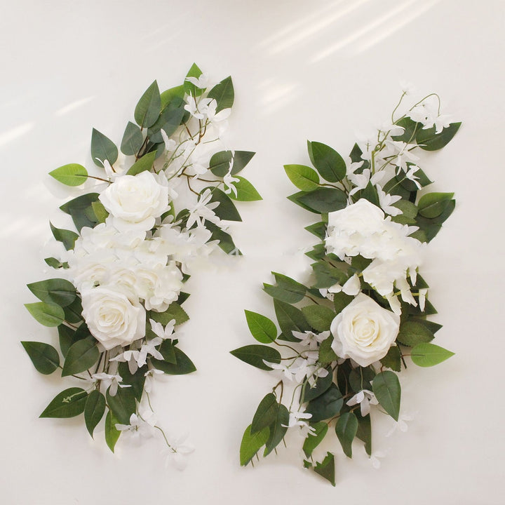 Silk Flower White Rose Wedding Arch Flower Chair