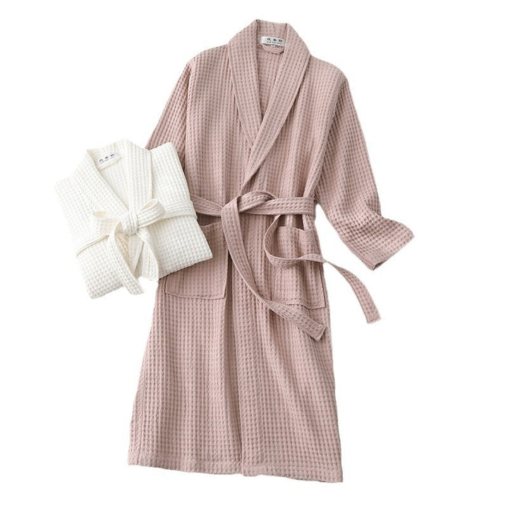 Pure Bathrobe Long Waffle Couple Cotton