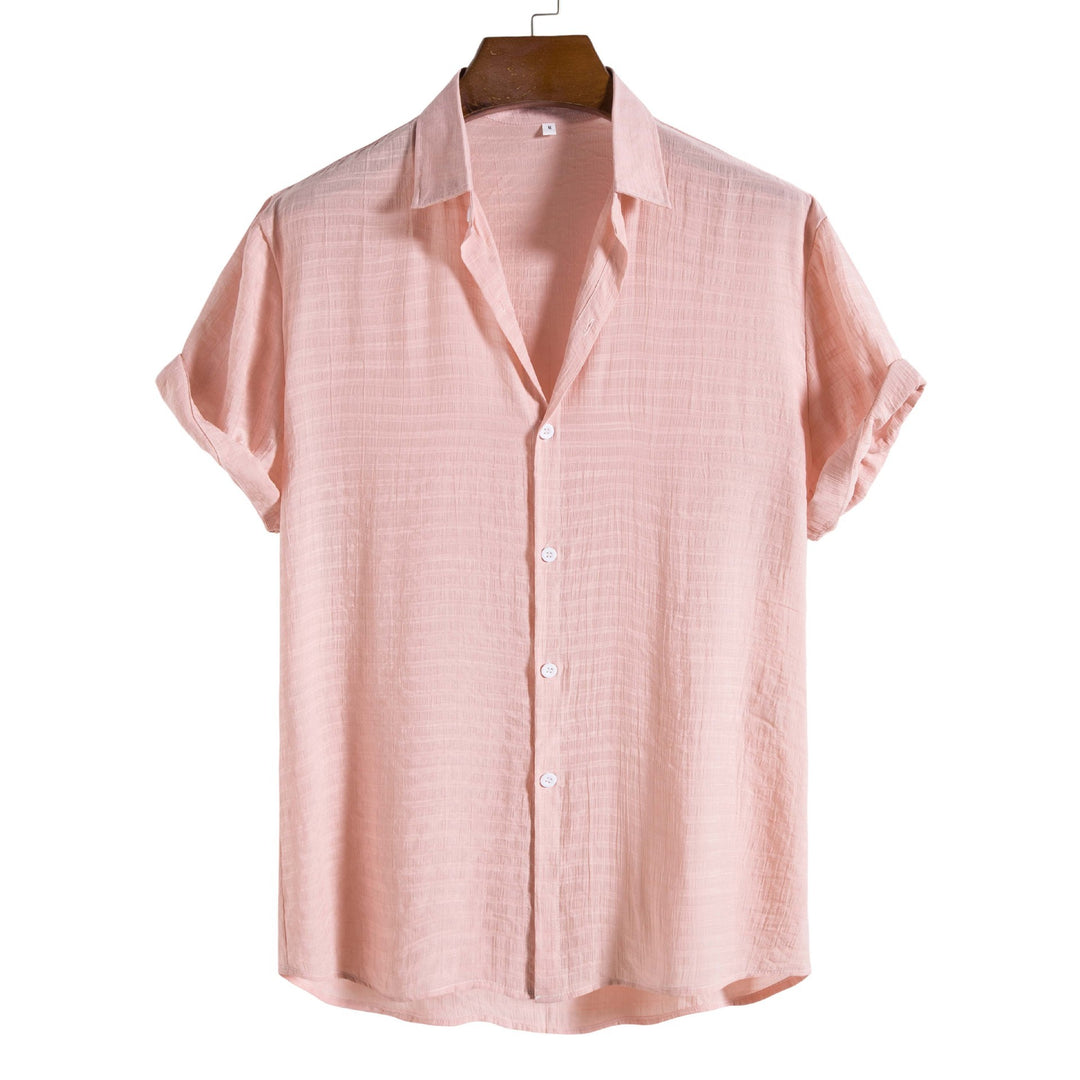 Simple Dark Checkered Short Sleeved Shirt For Men