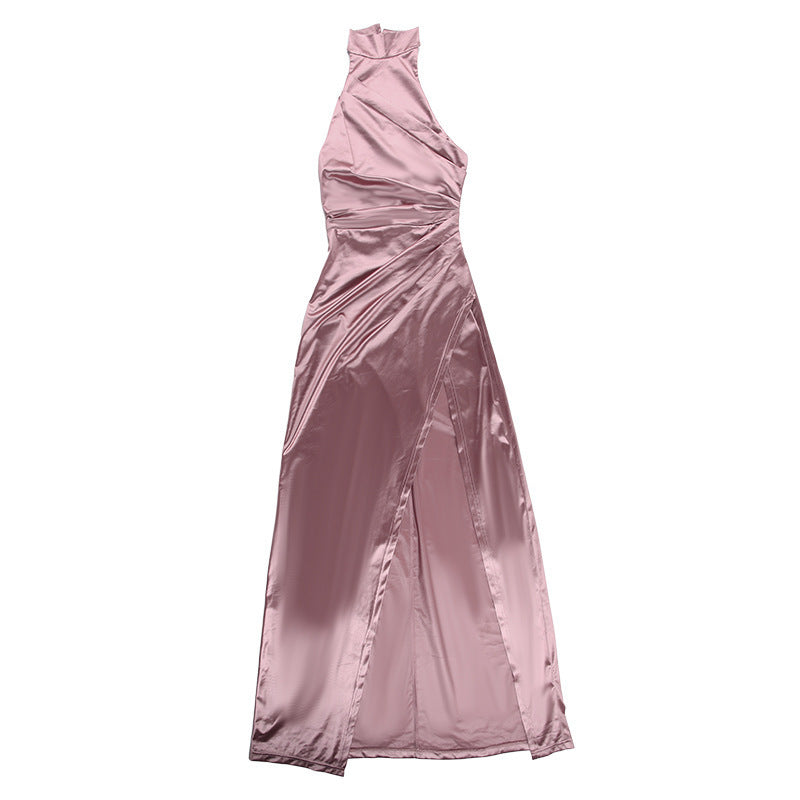 Graceful Stand Collar Long Dress