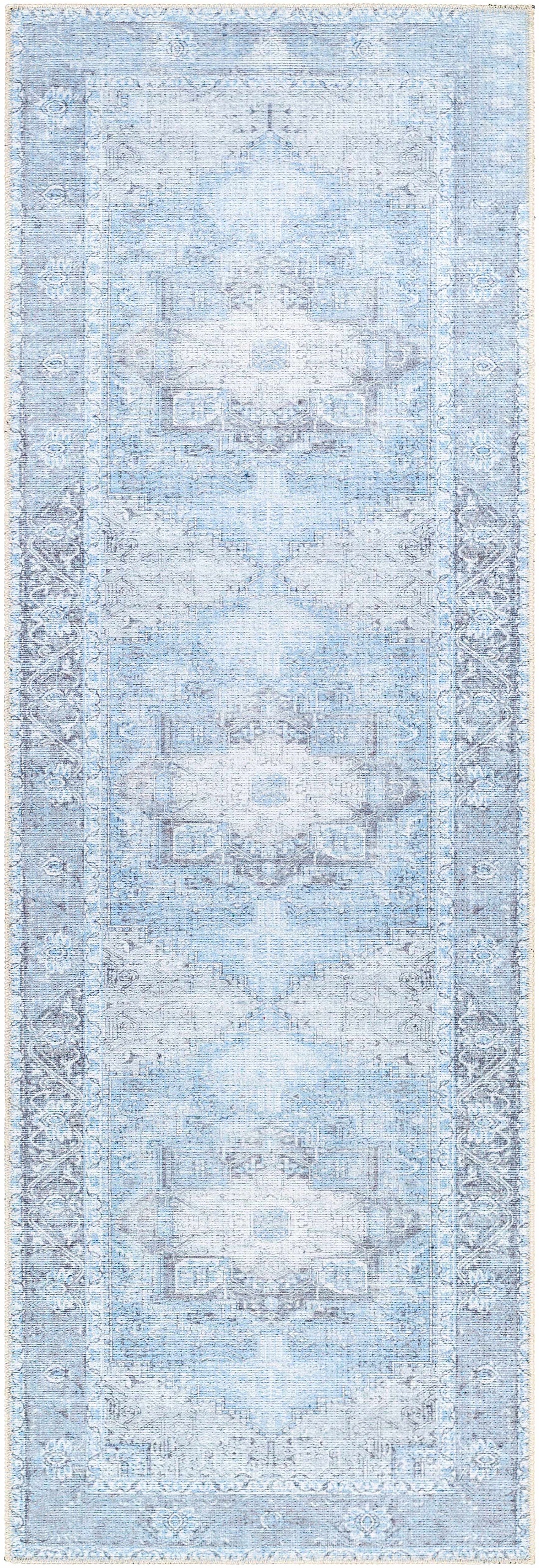 Aqua Rosman Washable Area Rug