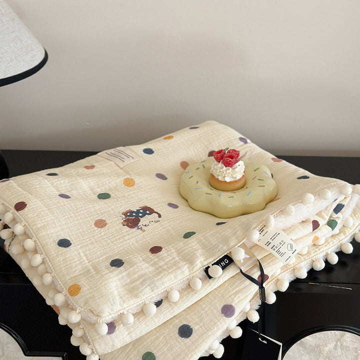 Fleece Blanket Light Luxury Ins Crepe Cotton Multi-functional Small Blanket Office Nap Blanket Shawl Cover Blanket