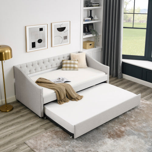 Tufted Double Sofa Bed with Double Roller.