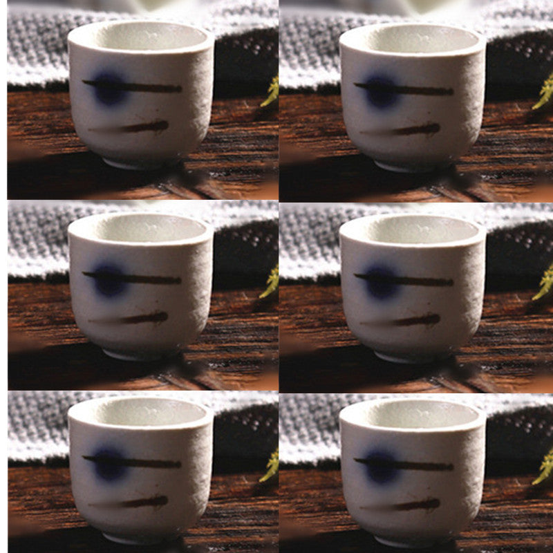 Hand-painted Ceramic Underglaze Japanese Style White Wine Cup Dispenser For Home Use