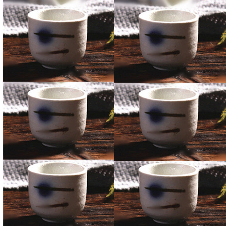 Hand-painted Ceramic Underglaze Japanese Style White Wine Cup Dispenser For Home Use
