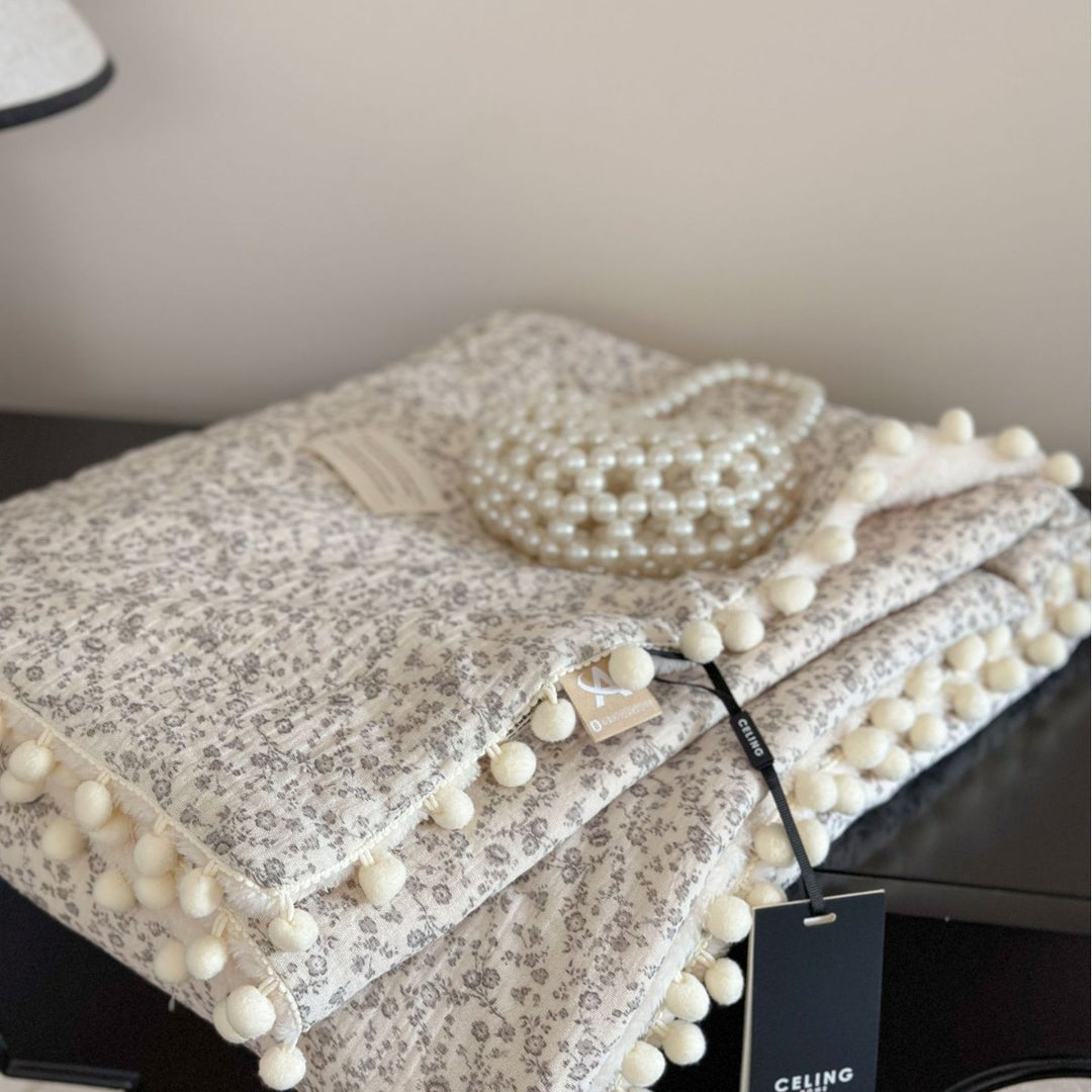Fleece Blanket Light Luxury Ins Crepe Cotton Multi-functional Small Blanket Office Nap Blanket Shawl Cover Blanket