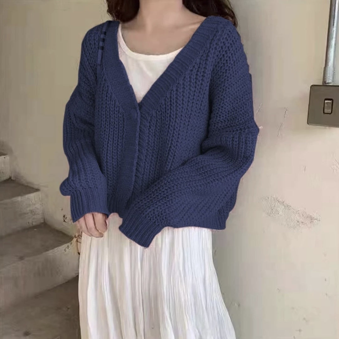 College Style Girls' Tops Loose Outer Wear Short Knitted Cardigan Sweater