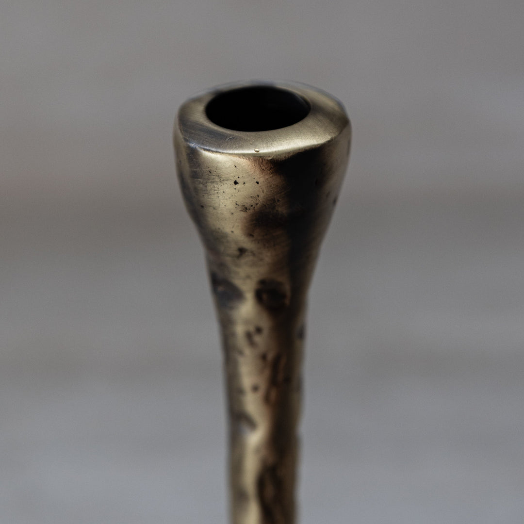 Antique Brass Large Candlesticks - Set of 3