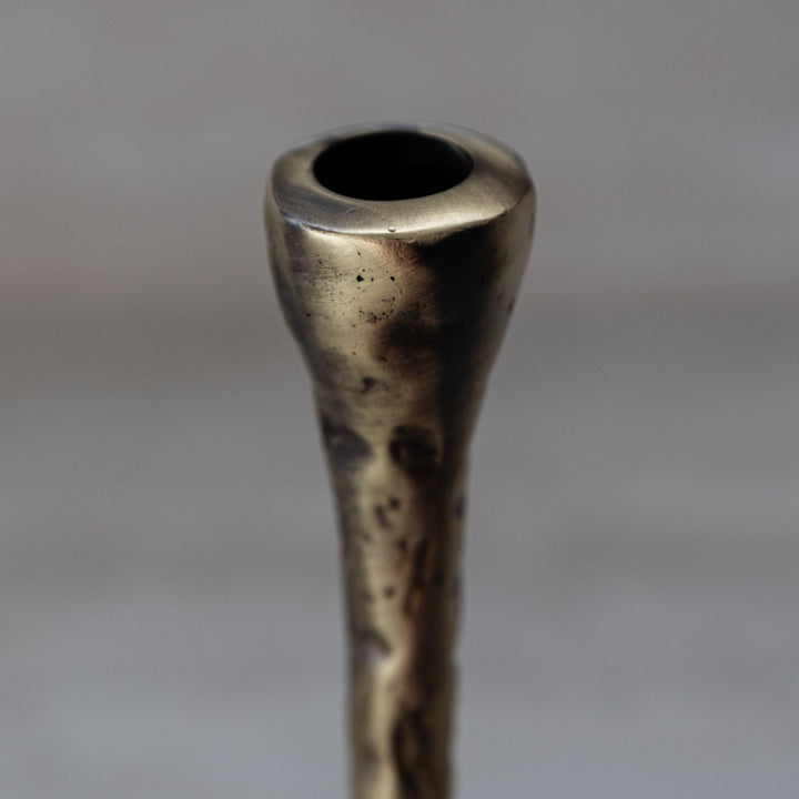 Antique Brass Large Candlesticks - Set of 3