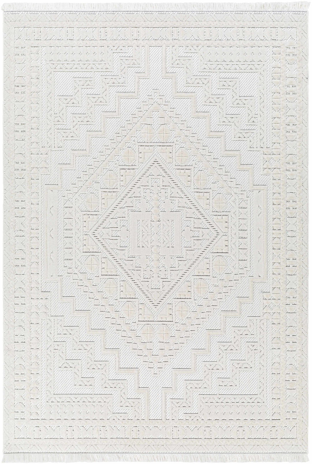 Alya White Fringe Rug
