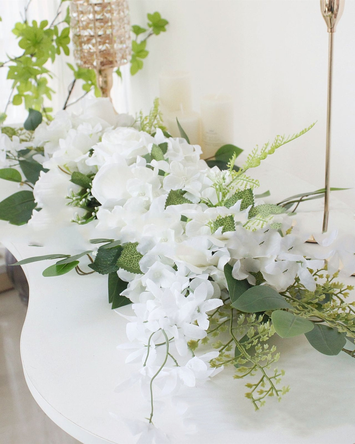Silk Flower White Rose Wedding Arch Flower Chair