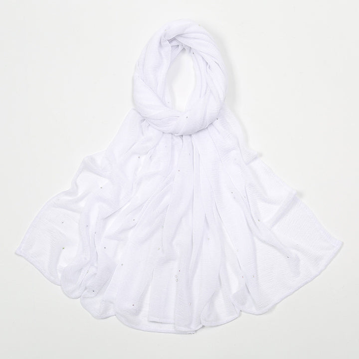 Hemp Wrinkle Starry Hot Rhinestone Headscarf Female Pleated