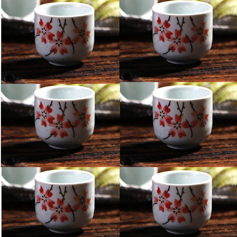 Hand-painted Ceramic Underglaze Japanese Style White Wine Cup Dispenser For Home Use