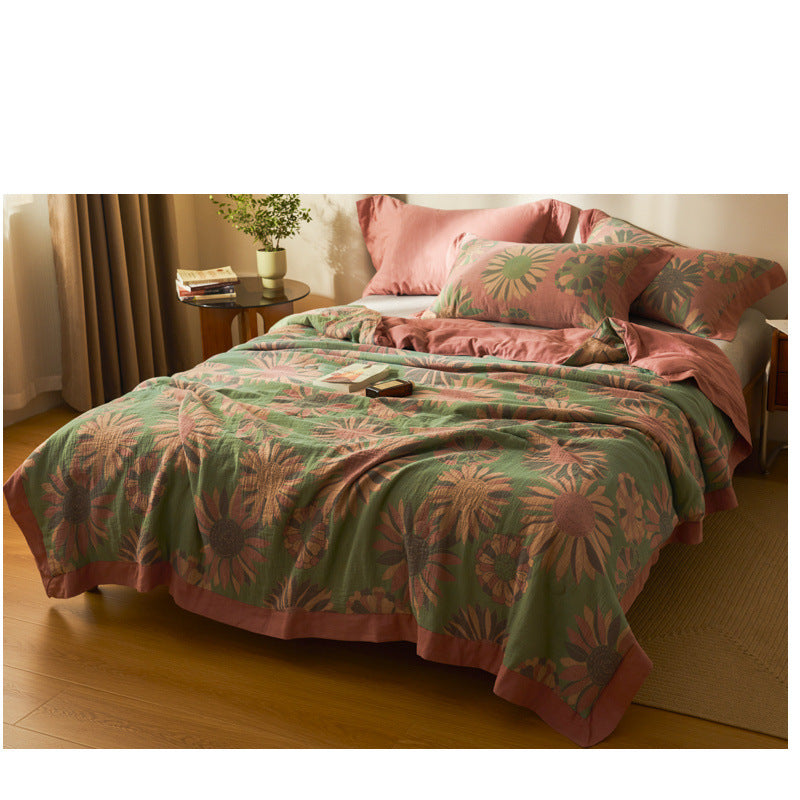 Cotton Class A Yarn-dyed Jacquard Double-layer Gauze Summer Blanket