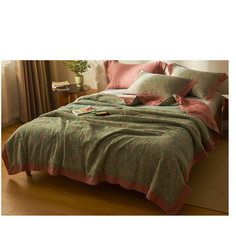 Cotton Class A Yarn-dyed Jacquard Double-layer Gauze Summer Blanket