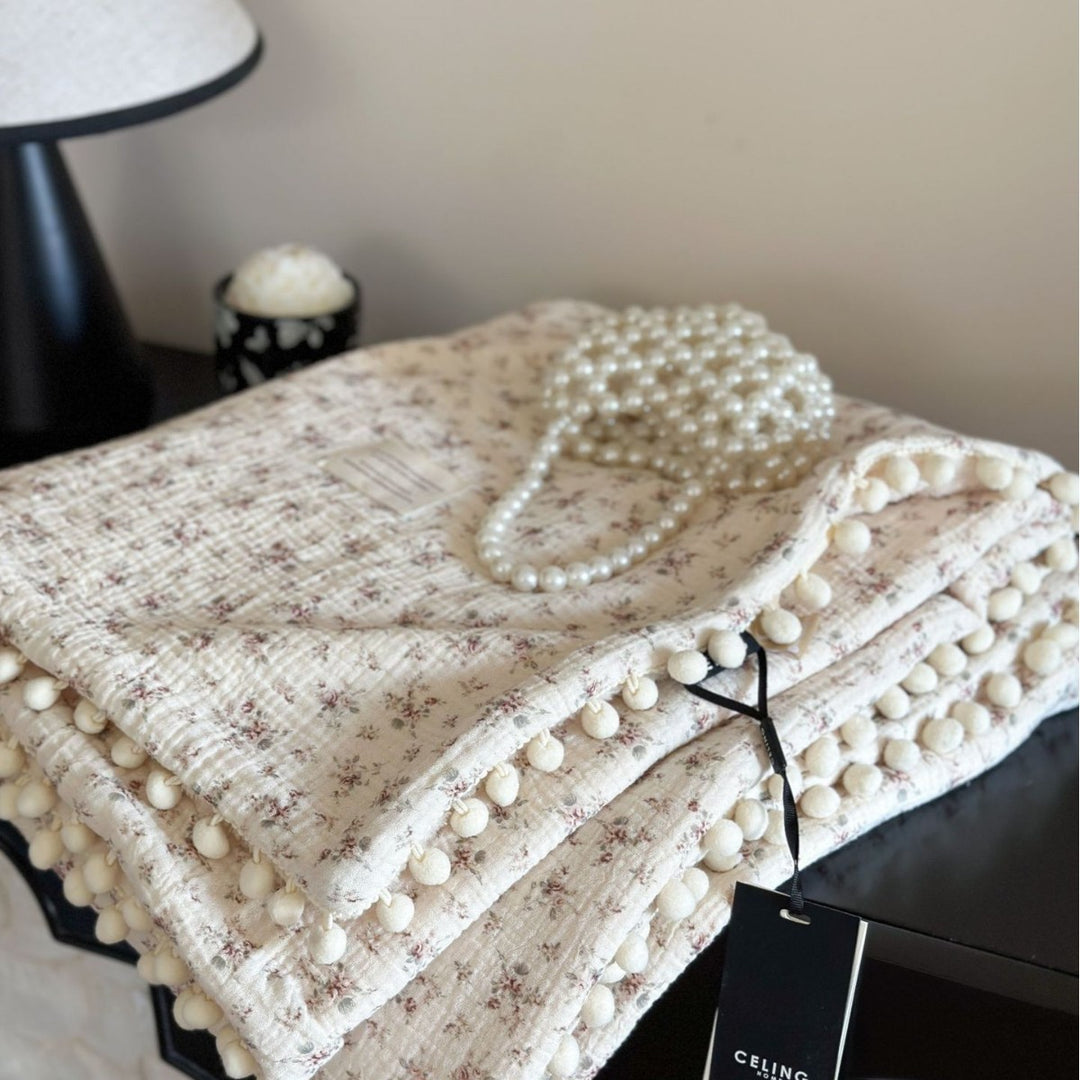 Fleece Blanket Light Luxury Ins Crepe Cotton Multi-functional Small Blanket Office Nap Blanket Shawl Cover Blanket