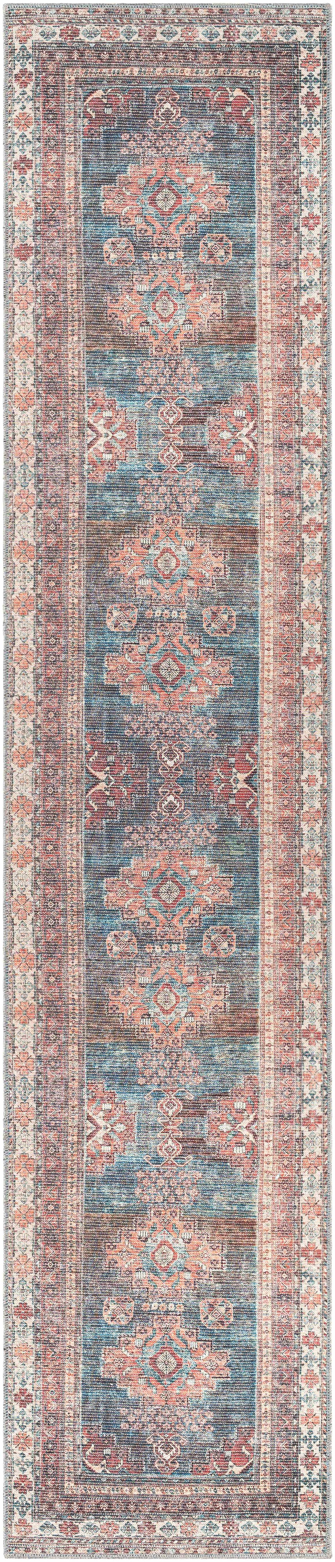 Baltinglass Rust & Blue Washable Area Rug
