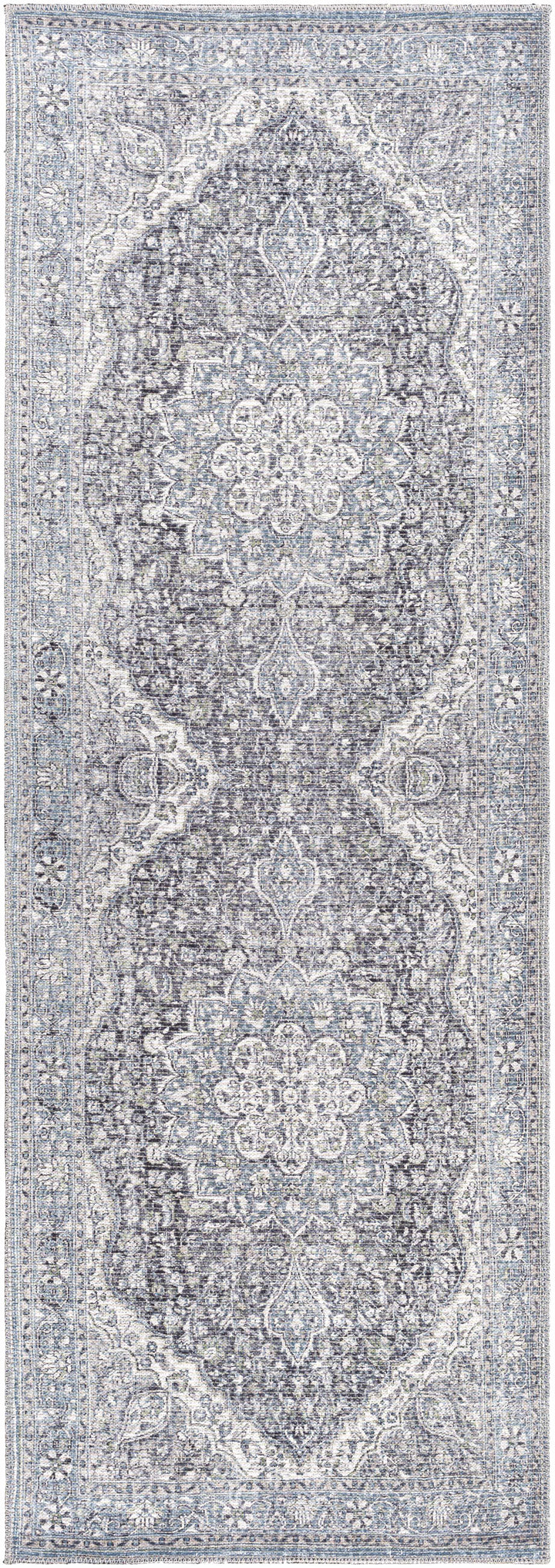 Tavas Blue Medallion Washable Rug