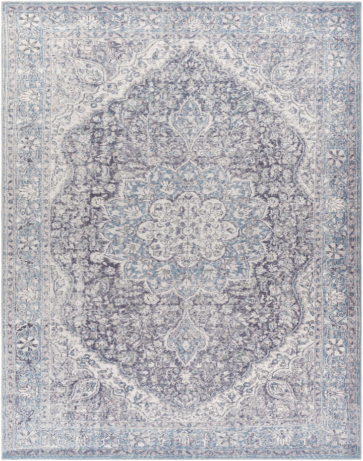 Tavas Blue Medallion Washable Rug