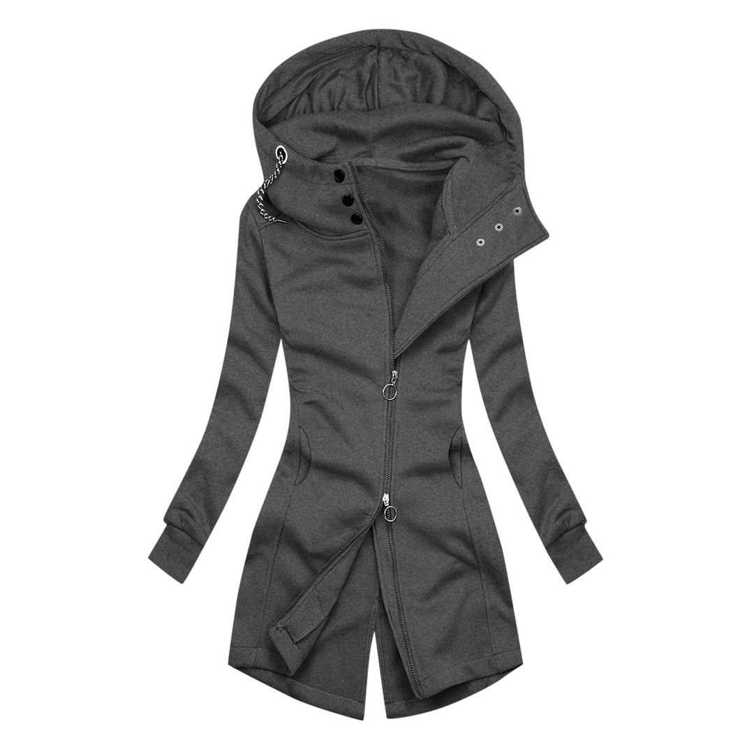 Pure Color Upper And Lower Double Slider Casual Fashion Women's Hooded Sweater