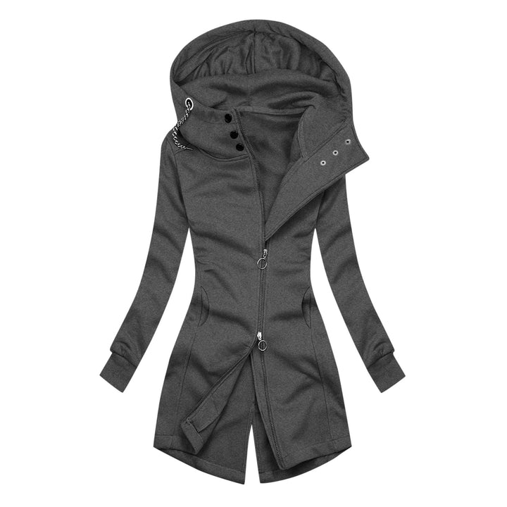 Pure Color Upper And Lower Double Slider Casual Fashion Women's Hooded Sweater
