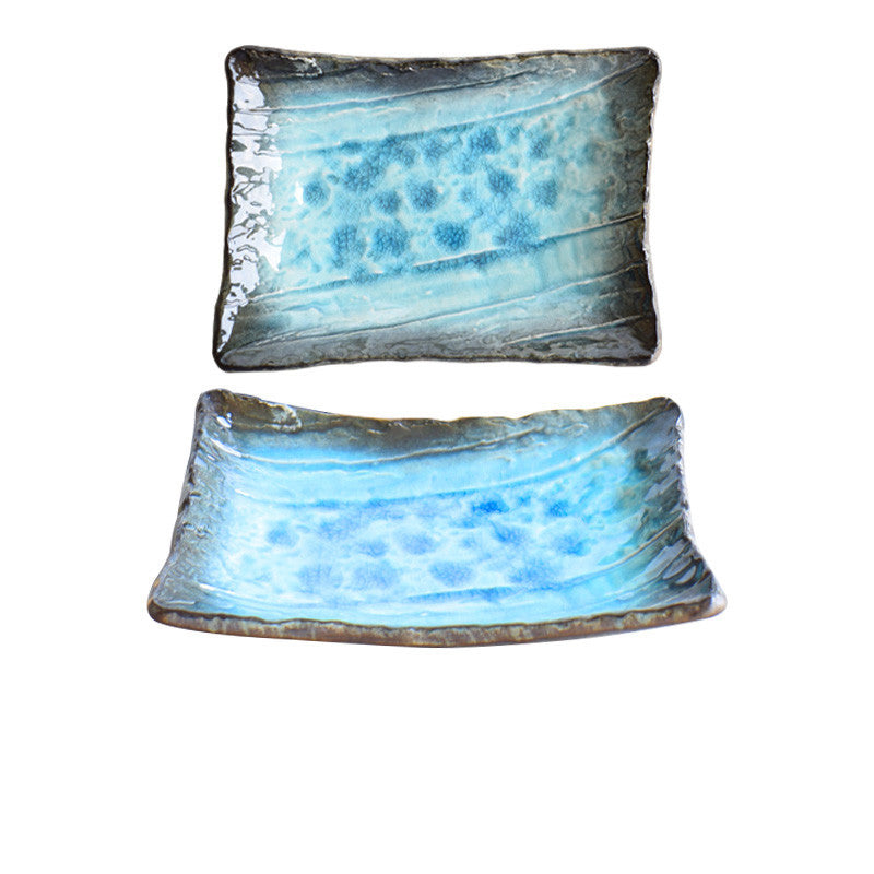 Blue Double Ear Plate Tableware