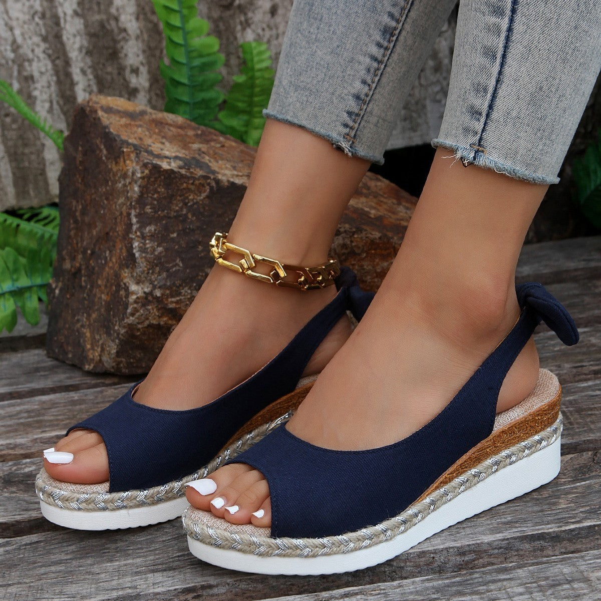 Hemp Rope Wedge Sandals