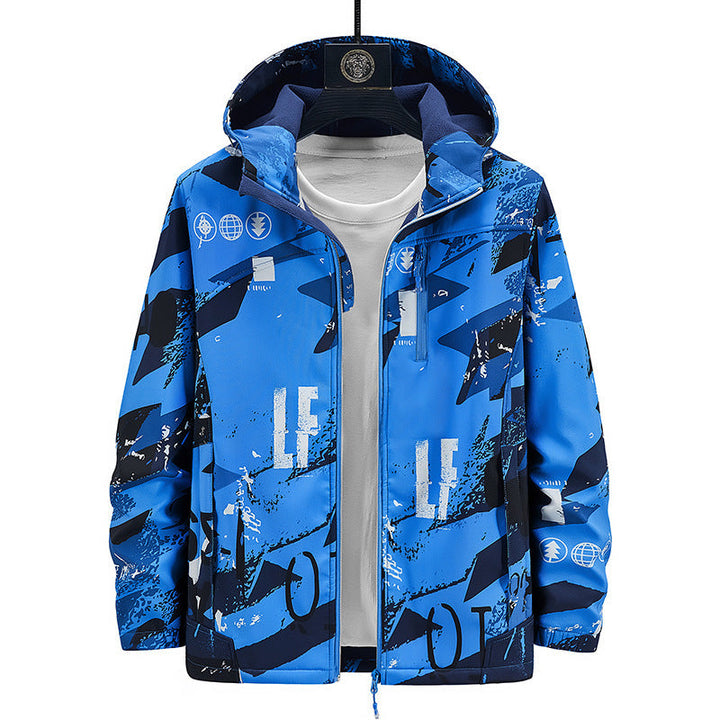 Couple Outdoor Hooded Jacket Color Matching