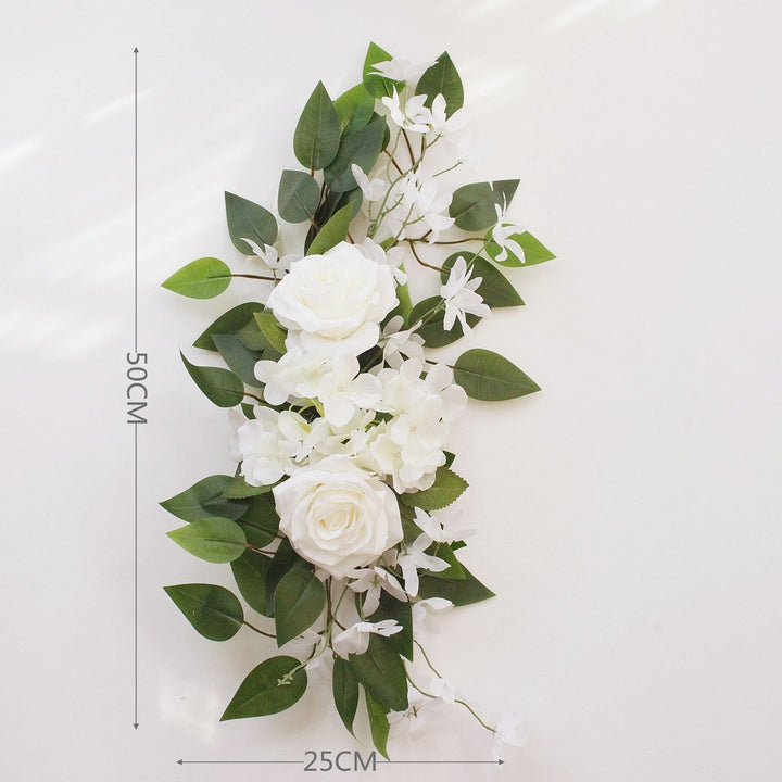 Silk Flower White Rose Wedding Arch Flower Chair