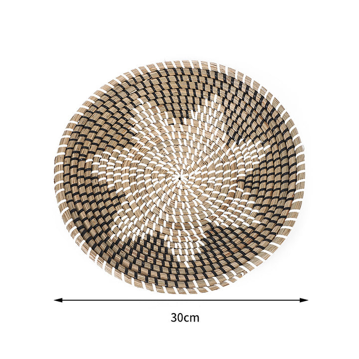 Handwoven Seagrass Fruit Plate Desktop Storage Basket