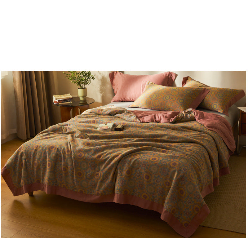 Cotton Class A Yarn-dyed Jacquard Double-layer Gauze Summer Blanket