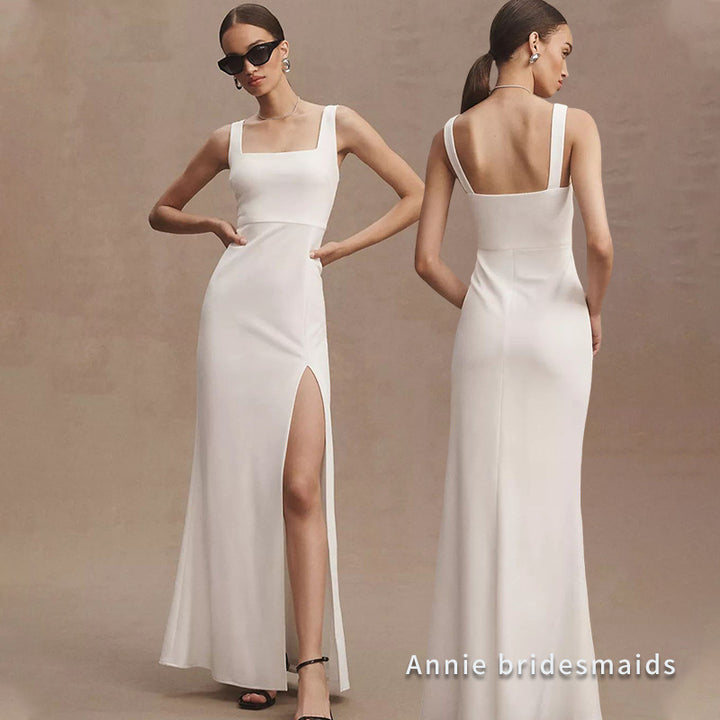 Satin Bridesmaid White High-grade Dress