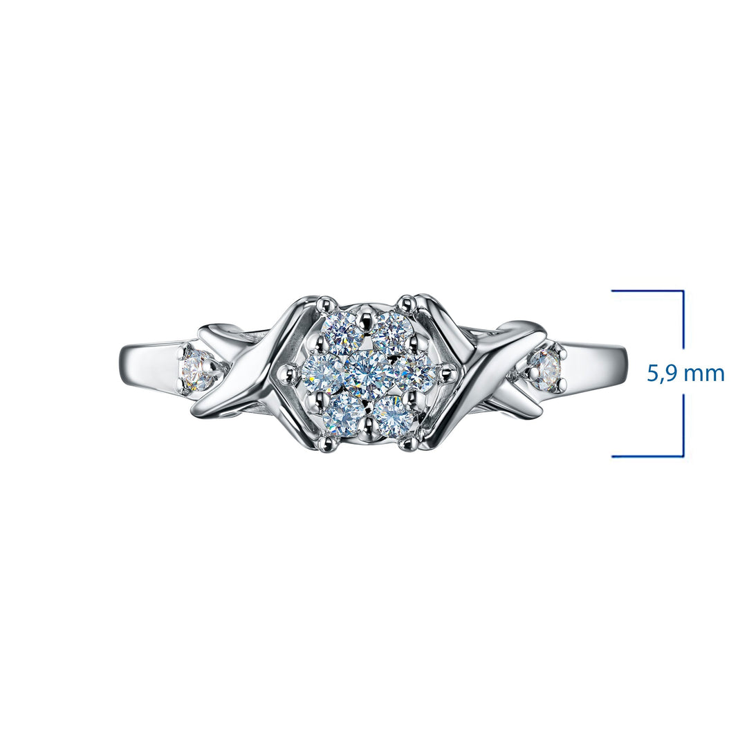 Sterling Silver Ring with 9 Round-Cut Lab-Created Diamonds 0.124 CT.TW