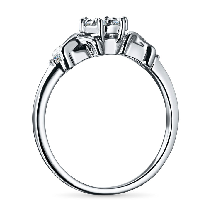Sterling Silver Ring with 9 Round-Cut Lab-Created Diamonds 0.124 CT.TW