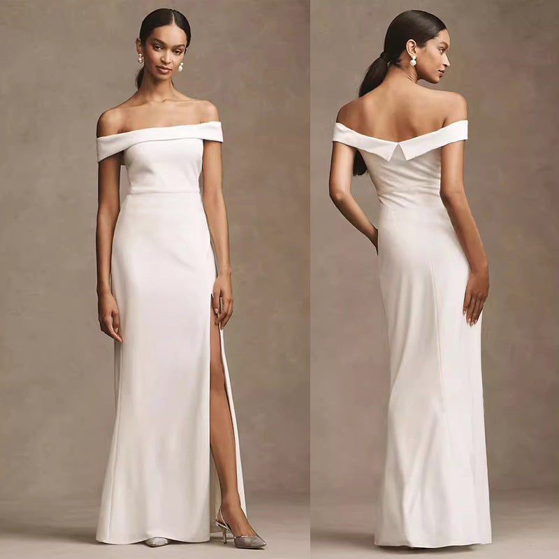 Satin Bridesmaid White High-grade Dress