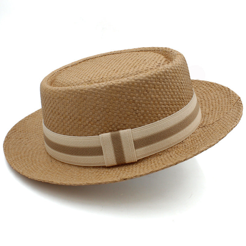 Straw Hat Flat Brim Beach Sun Protection Wide Brim Sunshade