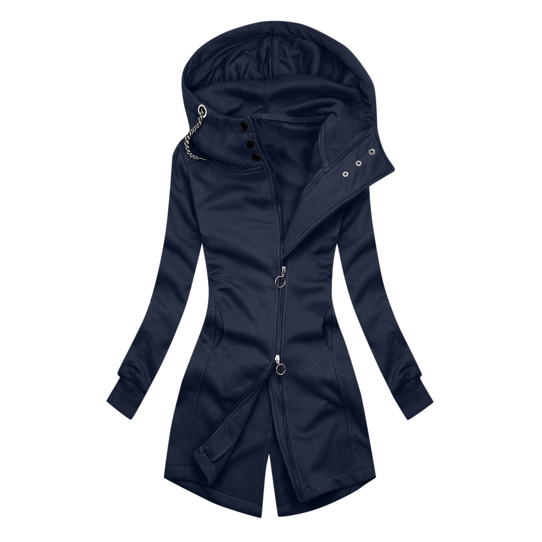 Pure Color Upper And Lower Double Slider Casual Fashion Women's Hooded Sweater