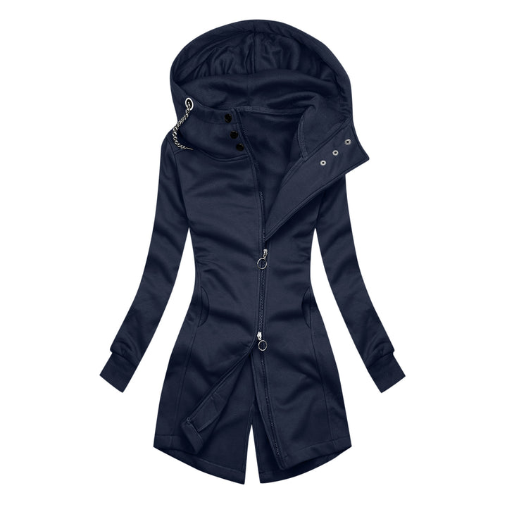 Pure Color Upper And Lower Double Slider Casual Fashion Women's Hooded Sweater