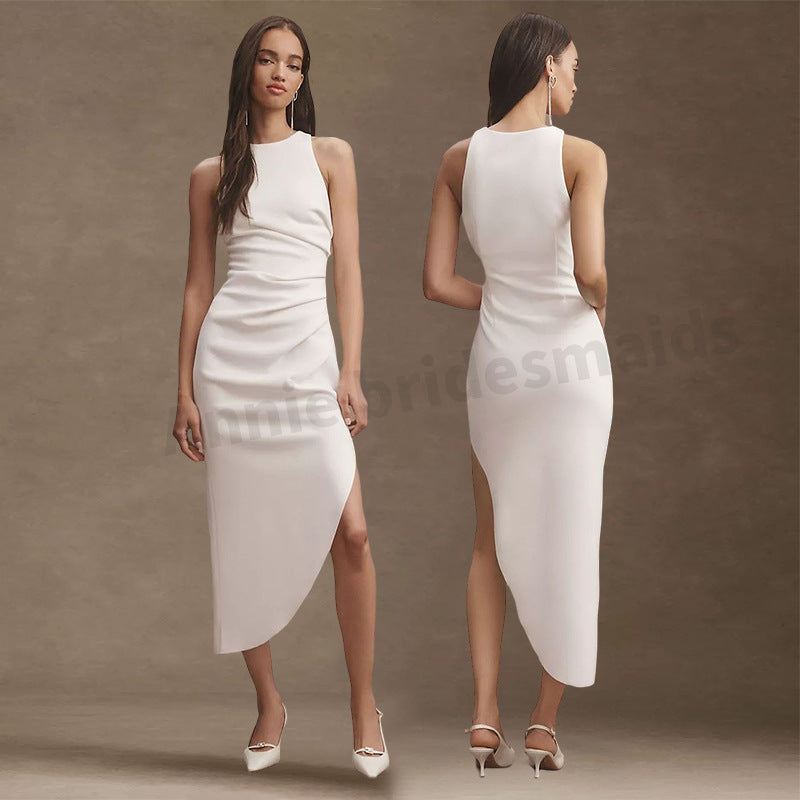 Satin Bridesmaid White High-grade Dress