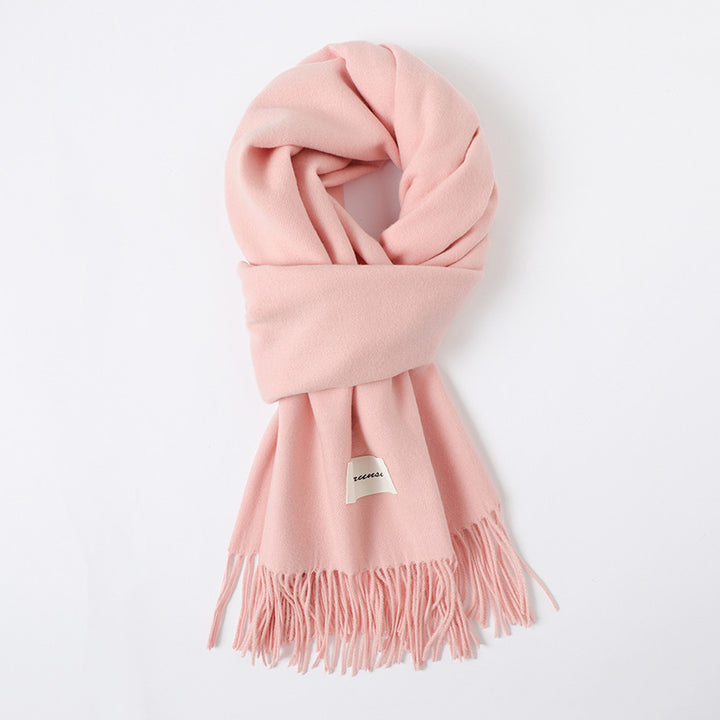 Simple Solid Color Tassel Shawl Autumn And Winter Warm Artificial Cashmere Scarf