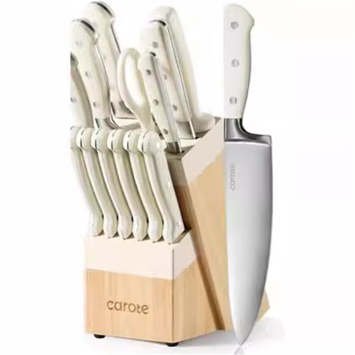 White Handle Steel Head Chef's Knife Wooden Seat Knife