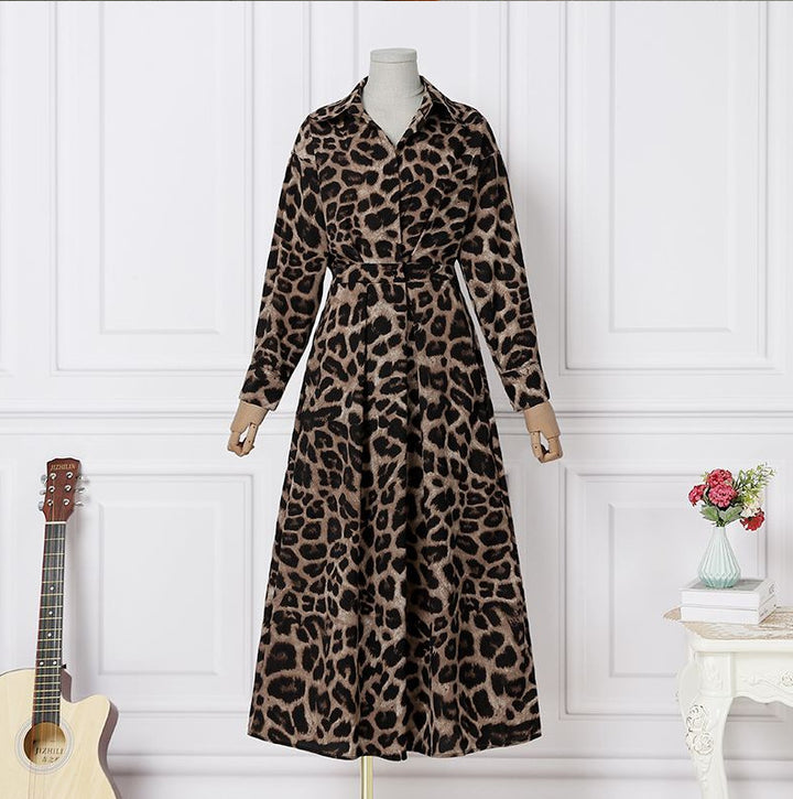 Temperament Commuter Cotton Hemp Clean Color Flip Collar POLO Collar Shirt Sleeves Elastic Waist Big Swing Dress
