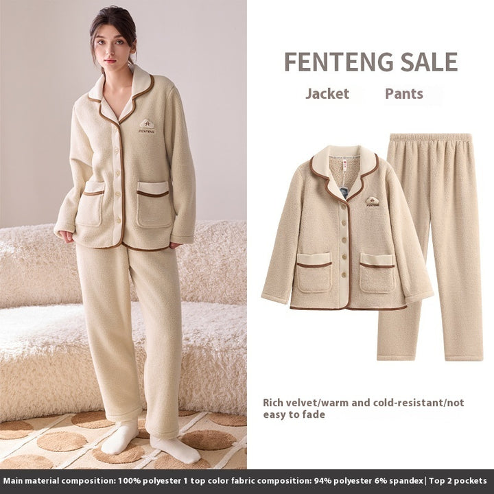 Couple Pajamas Fleece-lined Thickened Women's Suit